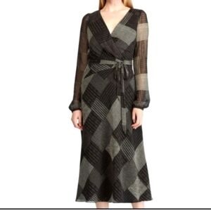 Ralph Lauren Womens Houndstooth Print Midi Wrap D